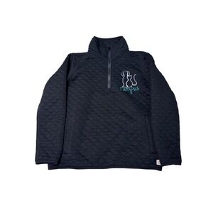 Marine Layer Quilted Quarter Zip Pullover Dog Cat Embroidered Black Women Small
